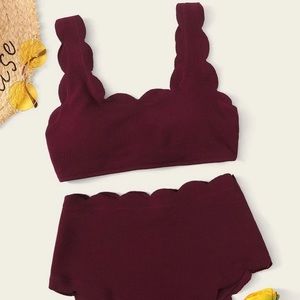 Scallop Trim High Waisted Bikini